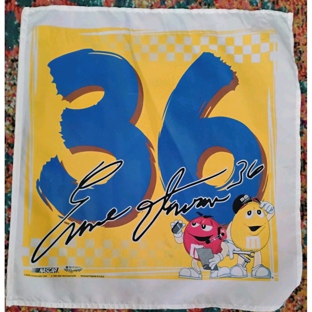 Vtg 1999 NASCAR Ernie Irvan #36 M&Ms Racing Team WinCraft Mini Flag W/ Dowel